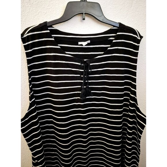 J. Jill Cotton Blend Striped Sleeveless Lace Up Neckline Shift Dress Size 4X EU - Picture 2 of 7